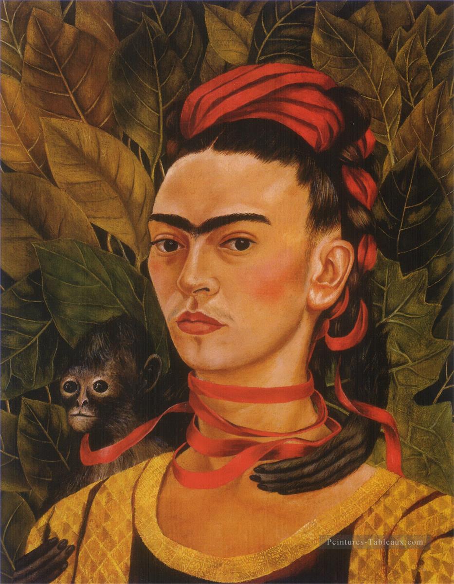 Autoportrait avec singe féminisme Frida Kahlo Peintures à l'huile